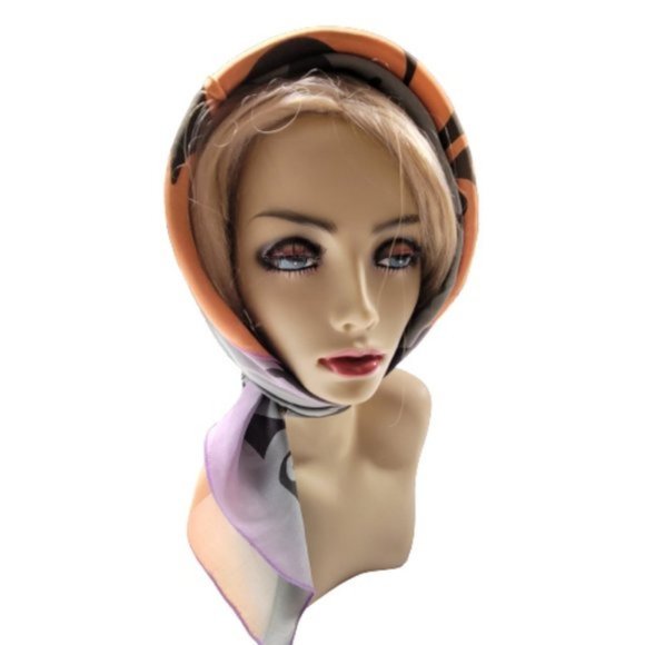 Colorful Square Silk Scarf Handpainted Batik Fuji Silk Scarf - NEW - Picture 2 of 8